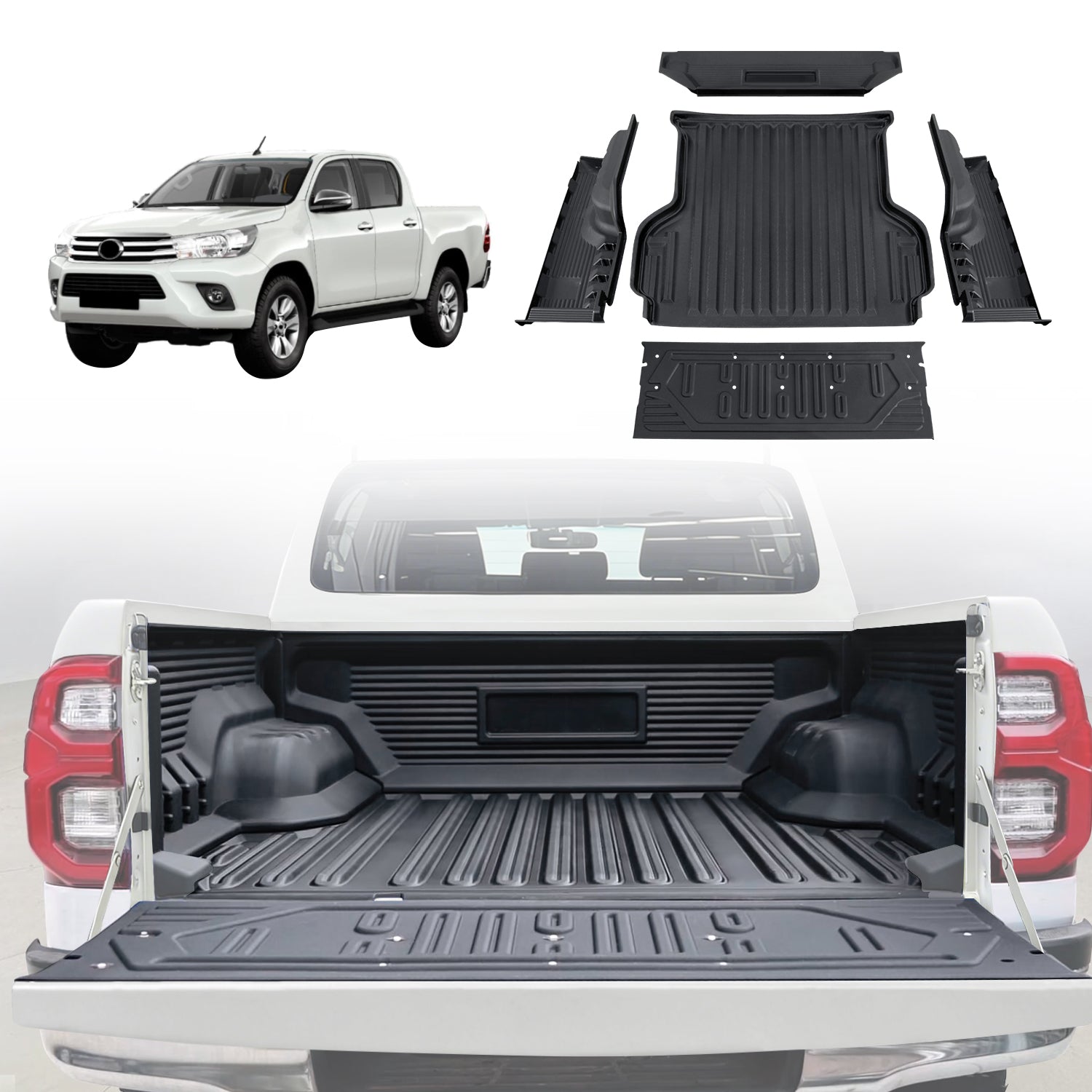 5-Piece Ute Tub Liner for Toyota Hilux Dual Cab 2015-Current (Bare Tub Only)