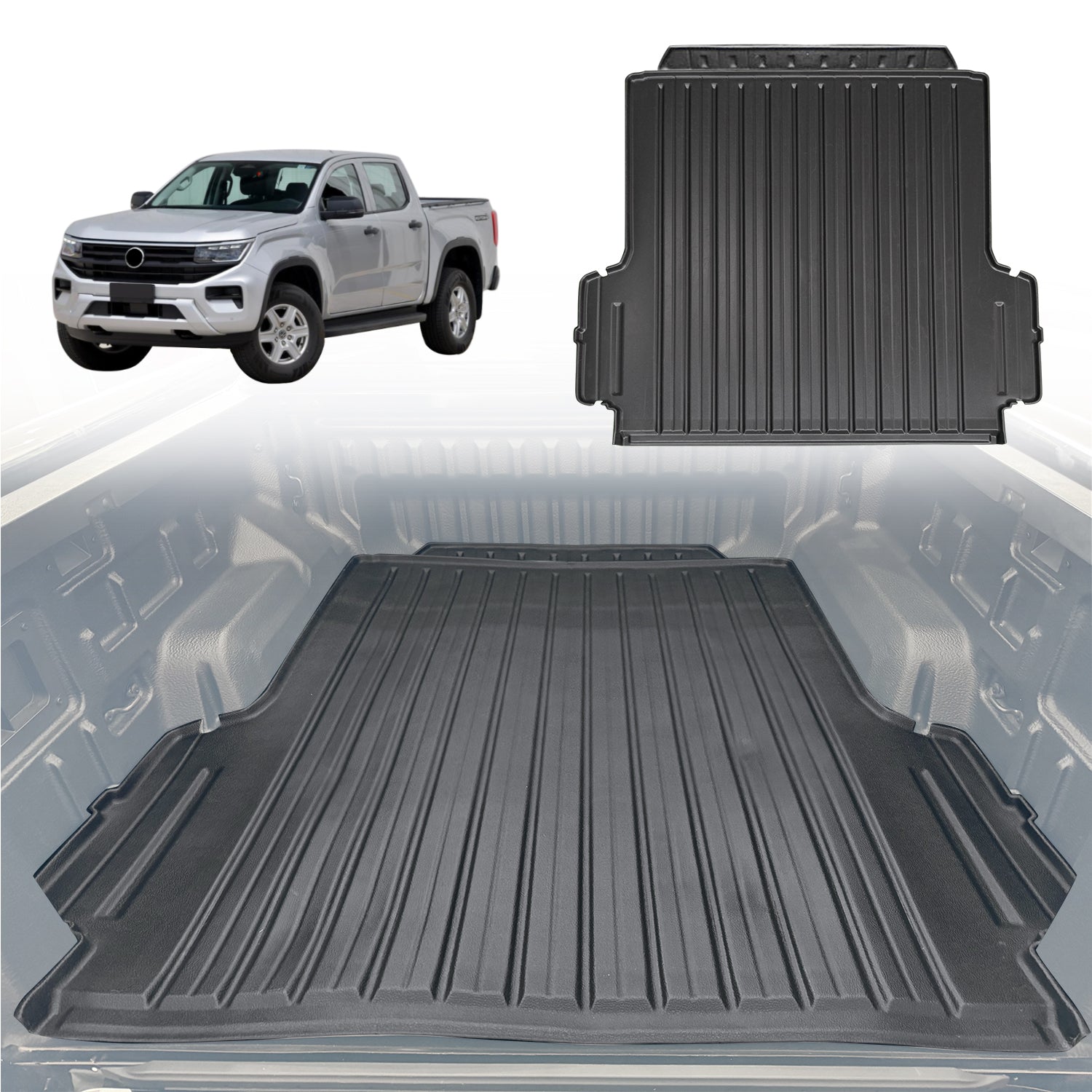 3D TPE Ute Mat for Volkswagen Amarok NF Dual Cab 2023-Onwards Fitted with Factory Plastic Tub Liner