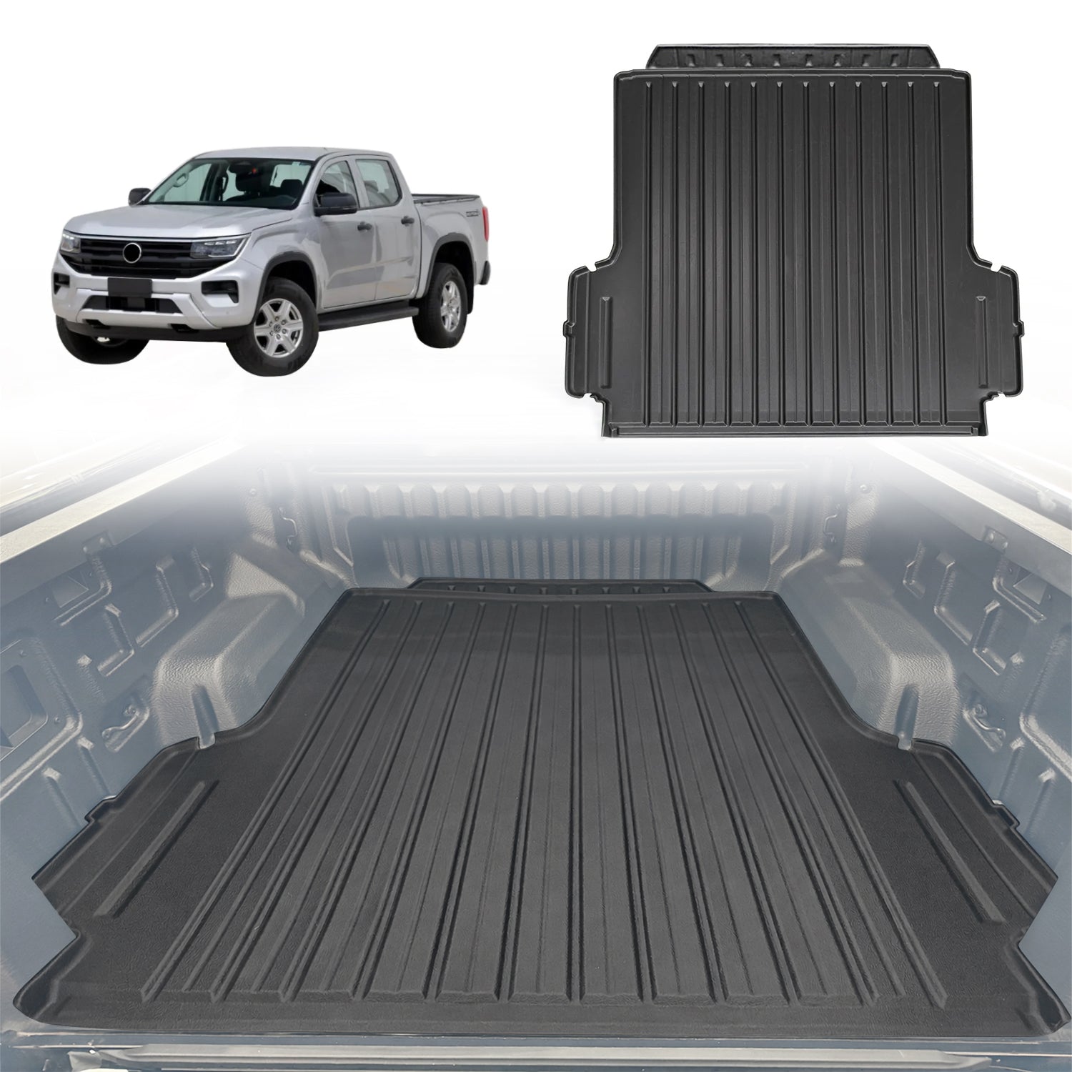 3D TPE Ute Mat for Volkswagen Amarok NF Dual Cab 2023-Onwards Fitted with Factory Plastic Tub Liner