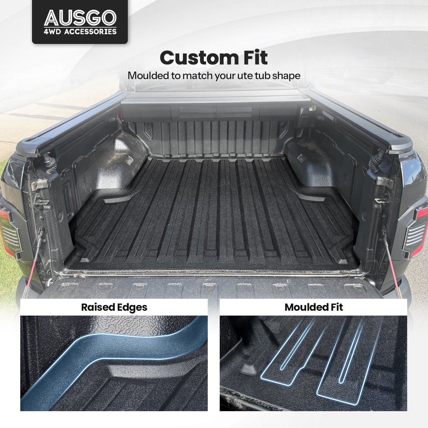 3D TPE Ute Mat for Ford Ranger Dual Cab 2022-Onwards Fitted with Factory Plastic Tub Liner