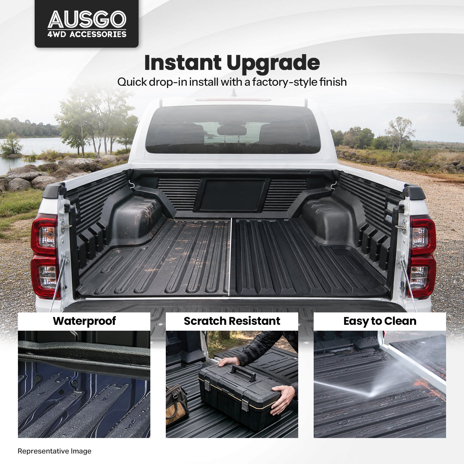 3D TPE Ute Mat for Ford Ranger Dual Cab 2022-Onwards Fitted with Factory Plastic Tub Liner