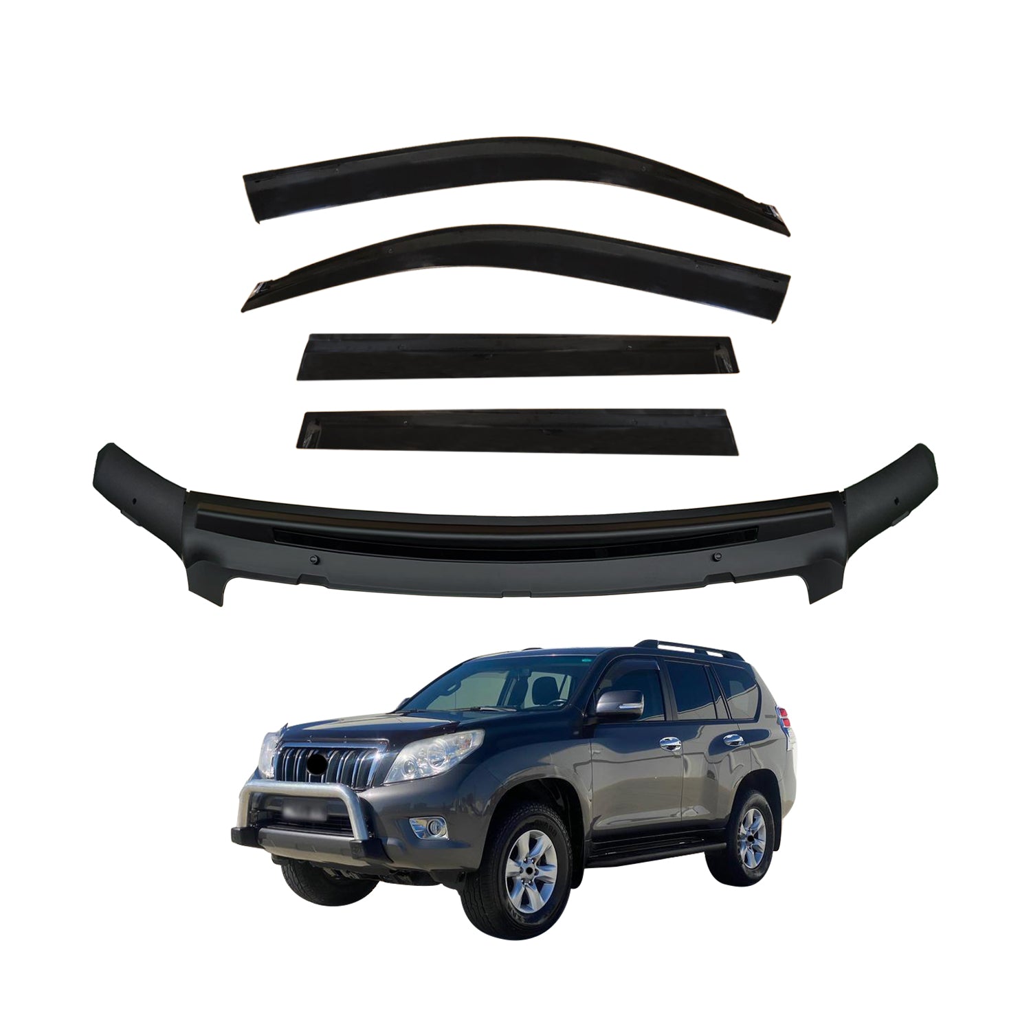 Injection Weather Shields + Bonnet Protector for Toyota Land Cruiser Prado 150 Series 2010-2013