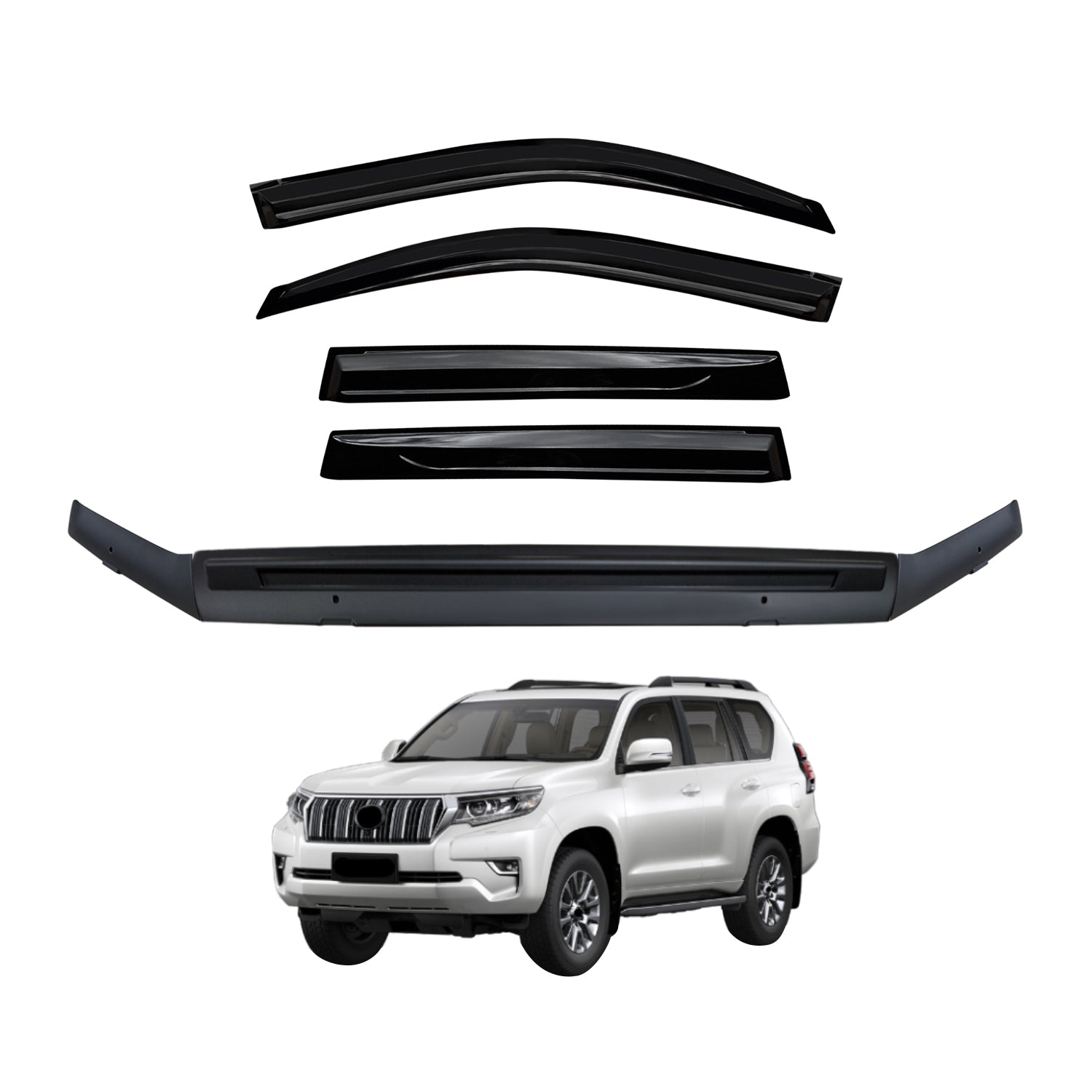 Luxury Weather Shields + Bonnet Protector for Toyota Land Cruiser Prado 150 Series 2018-2024
