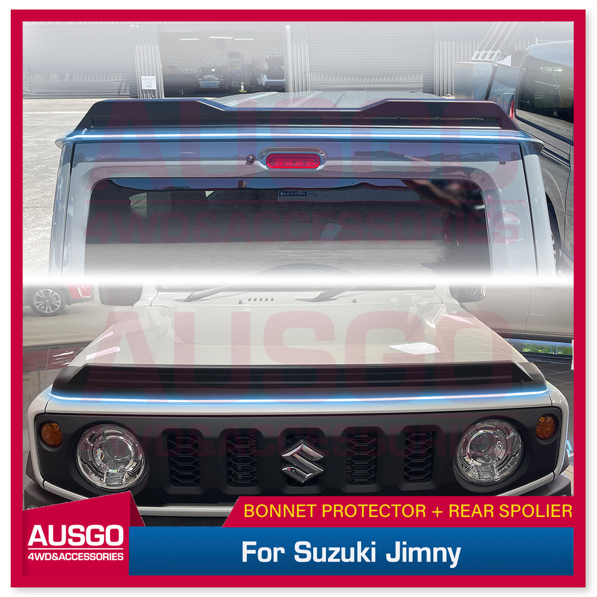 Bonnet Protector + Rear Roof Spoiler Deflector Spoilers Wing Lip for Suzuki Jimny 2018-Onwards