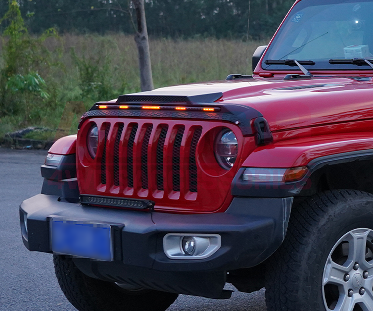 Bonnet Protector with LED Light for Jeep Wrangler JL Series 4 Doors 2018-Onwards